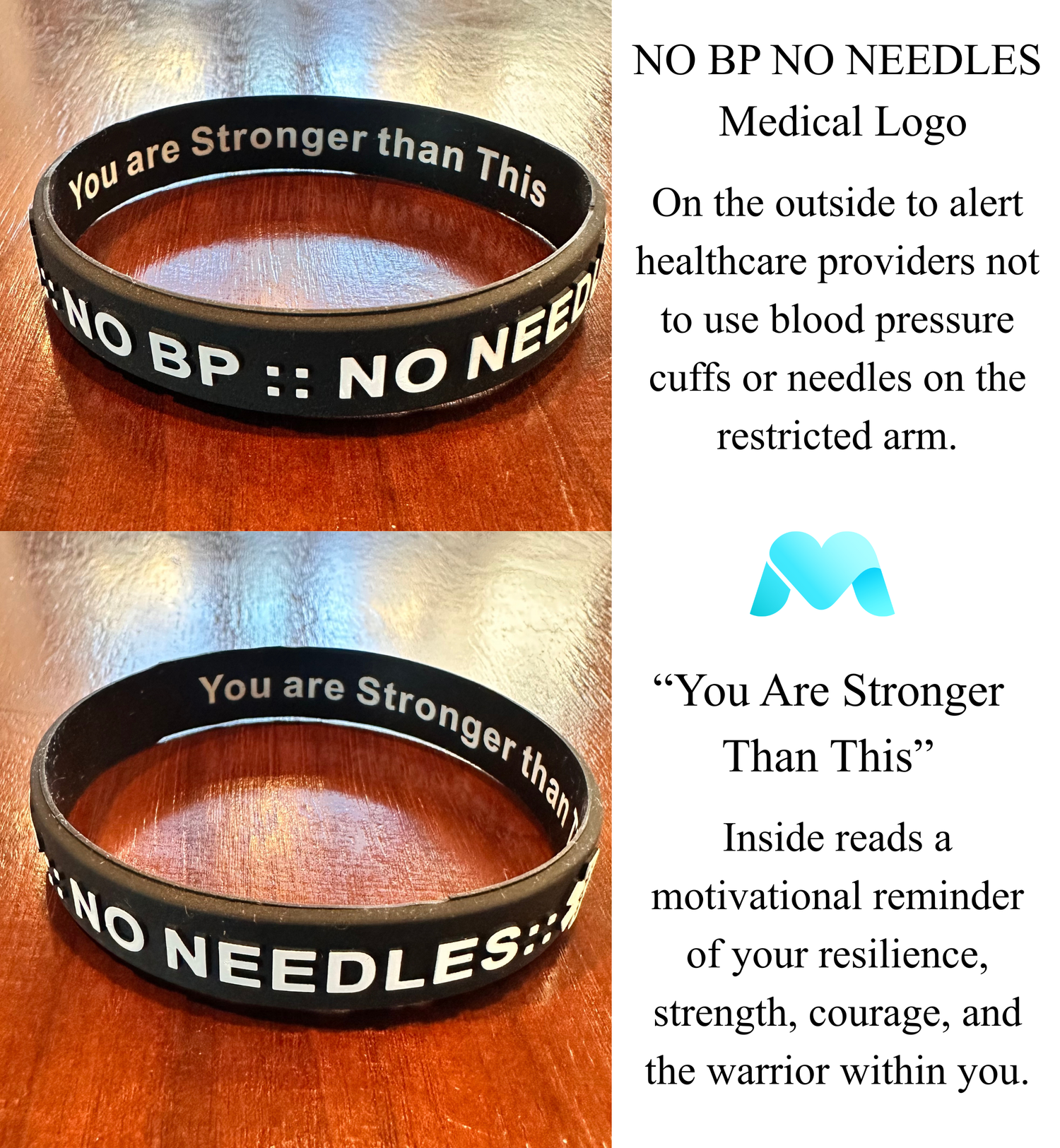 NO BP NO NEEDLES. Medical Alert Wristbands