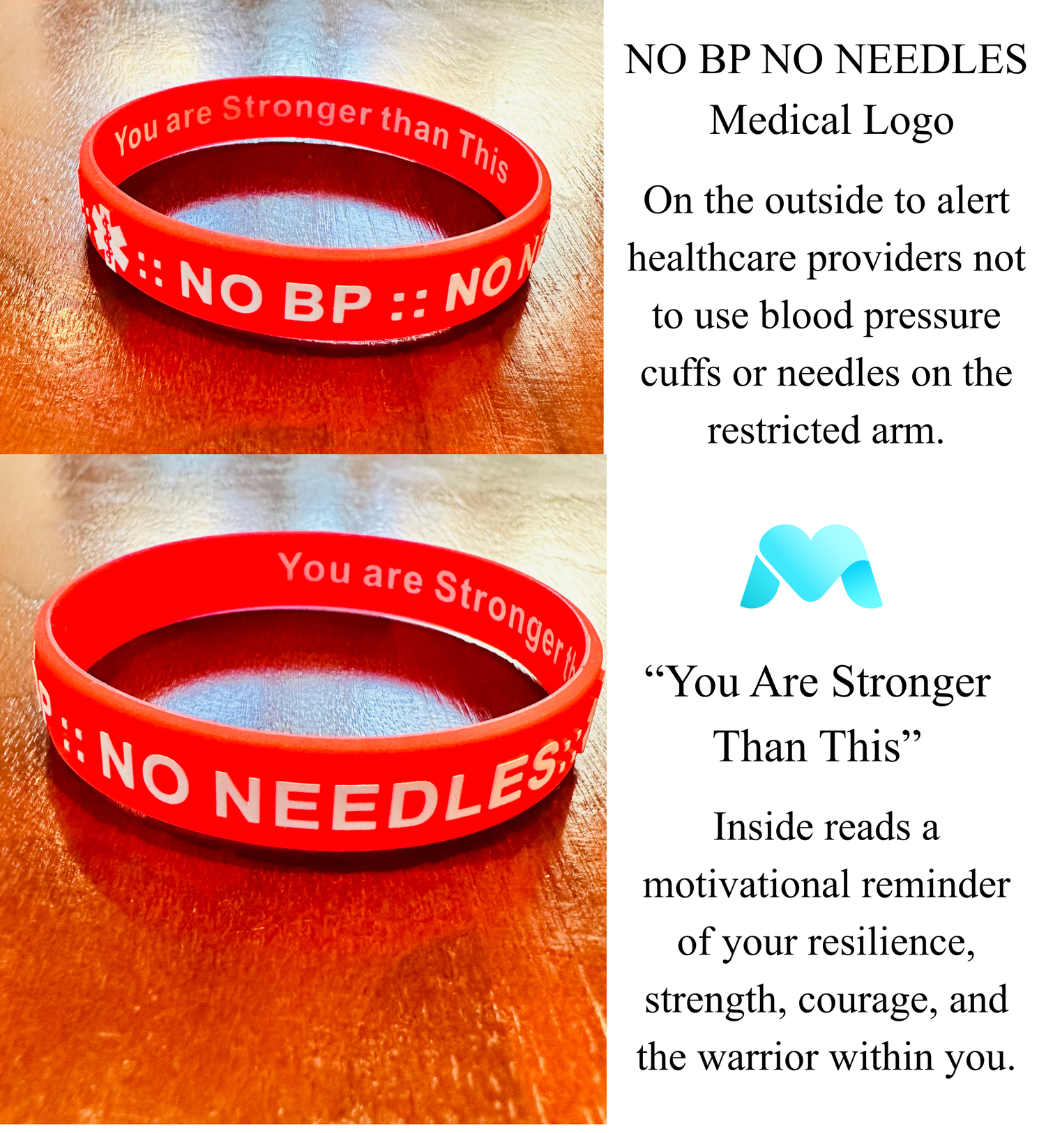 NO BP NO NEEDLES. Medical Alert Wristbands
