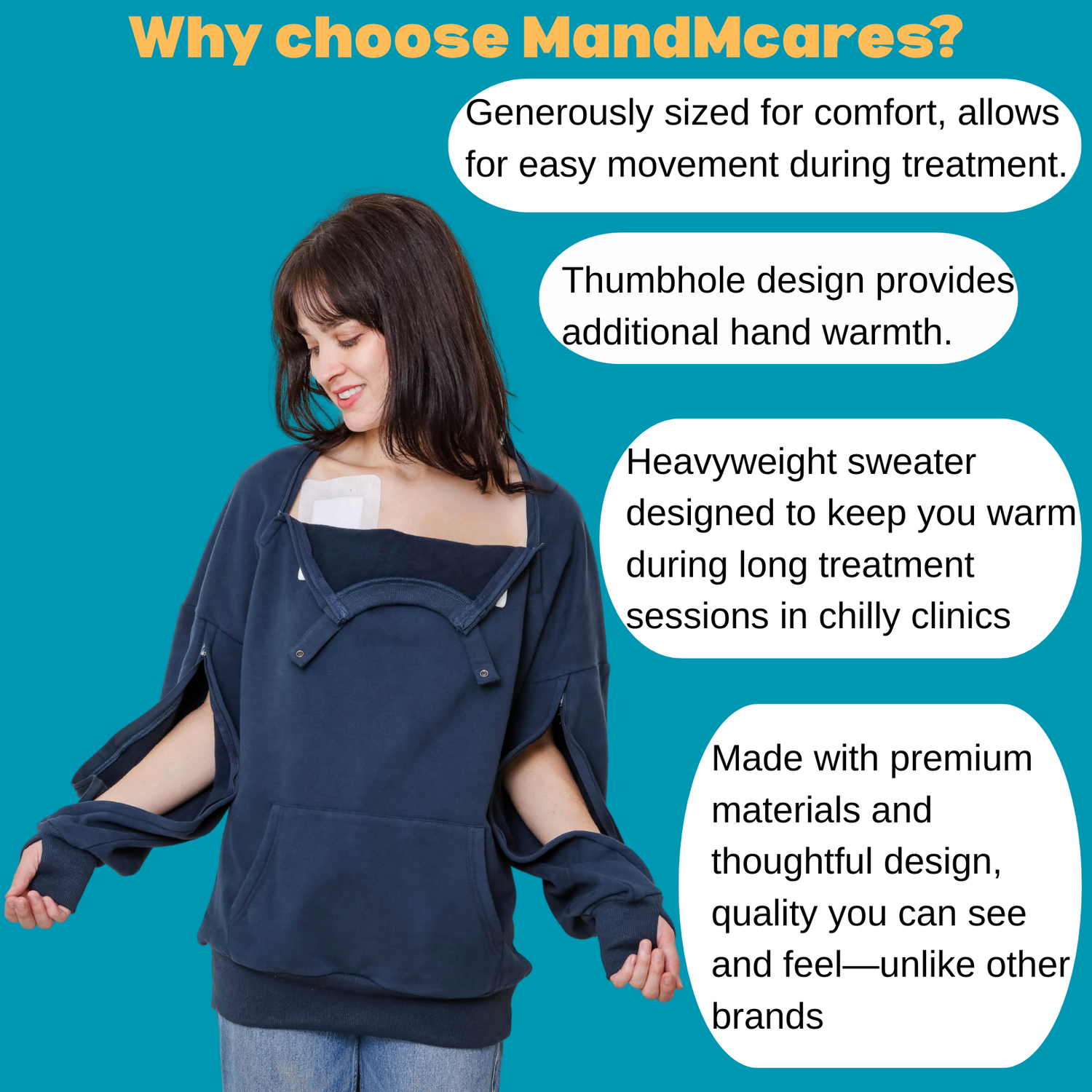 Chest Port and Arm Access. For Men and Women.