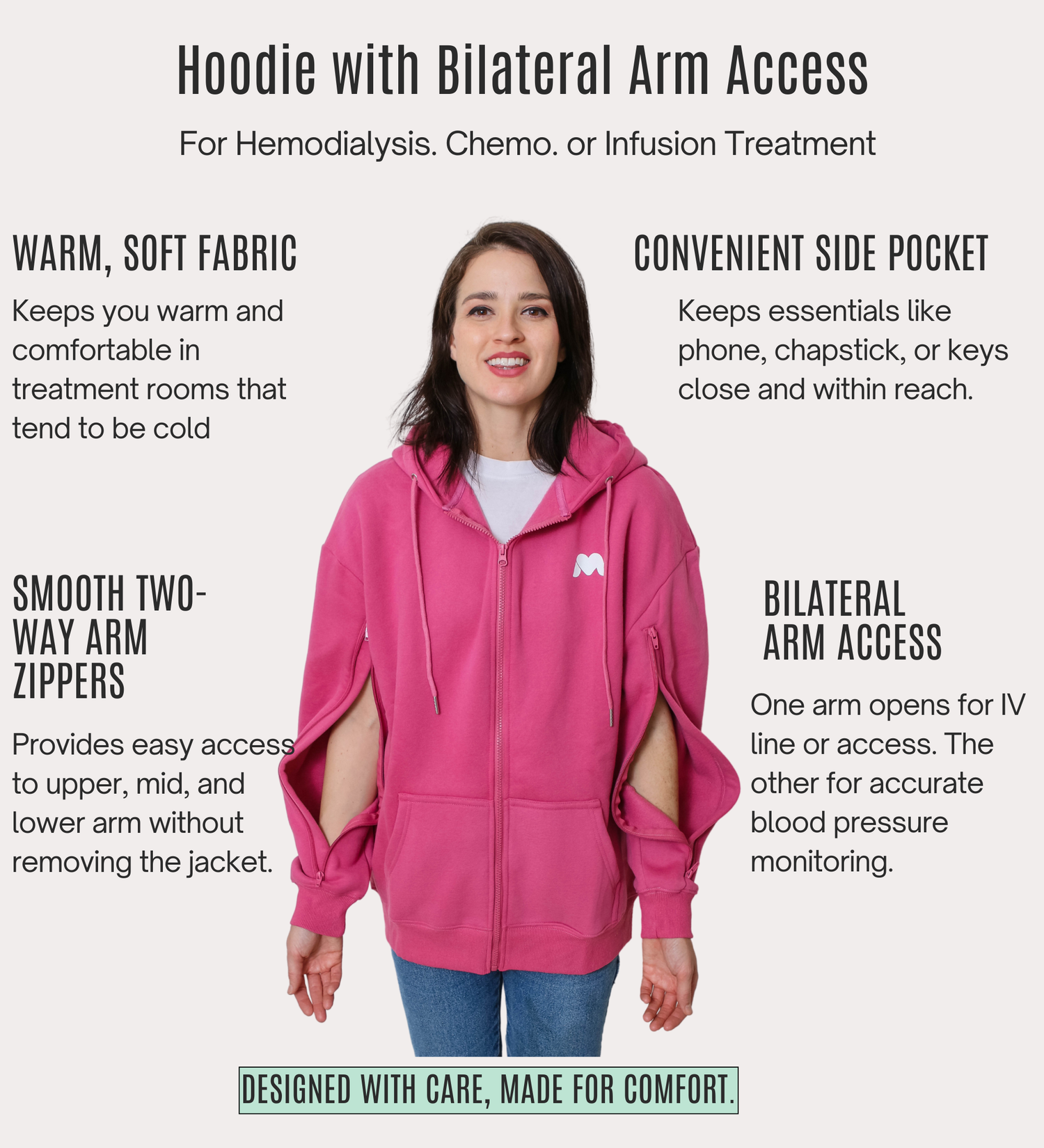 Arm Access Hoodie. Unisex