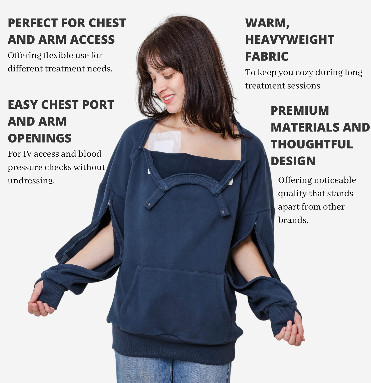 Chest Port and Arm Access. Sweater