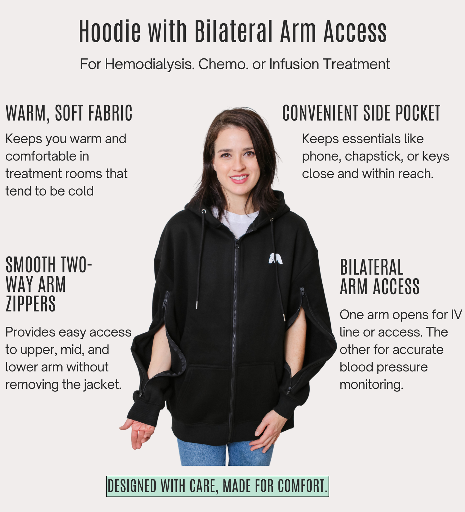 ARM ACCESS HOODIE | MEDIUM SIZE | BLACK COLOR