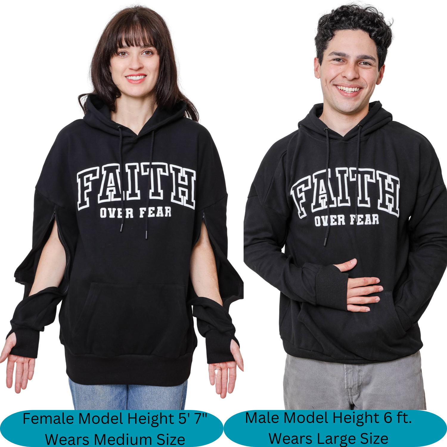 Arm Access Pullover Hoodie for Men and Women.