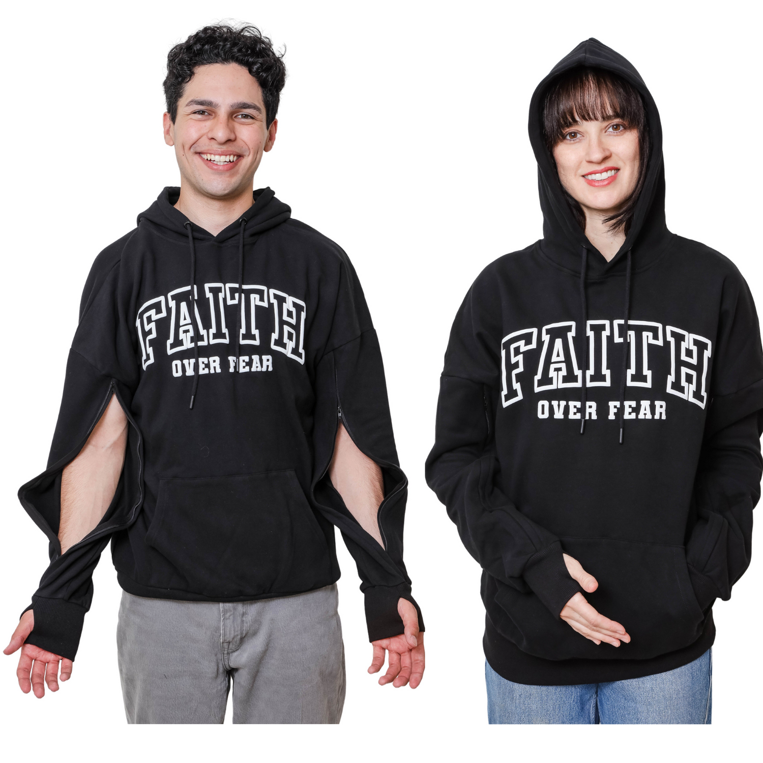 Arm Access Pullover Hoodie for Men and Women.