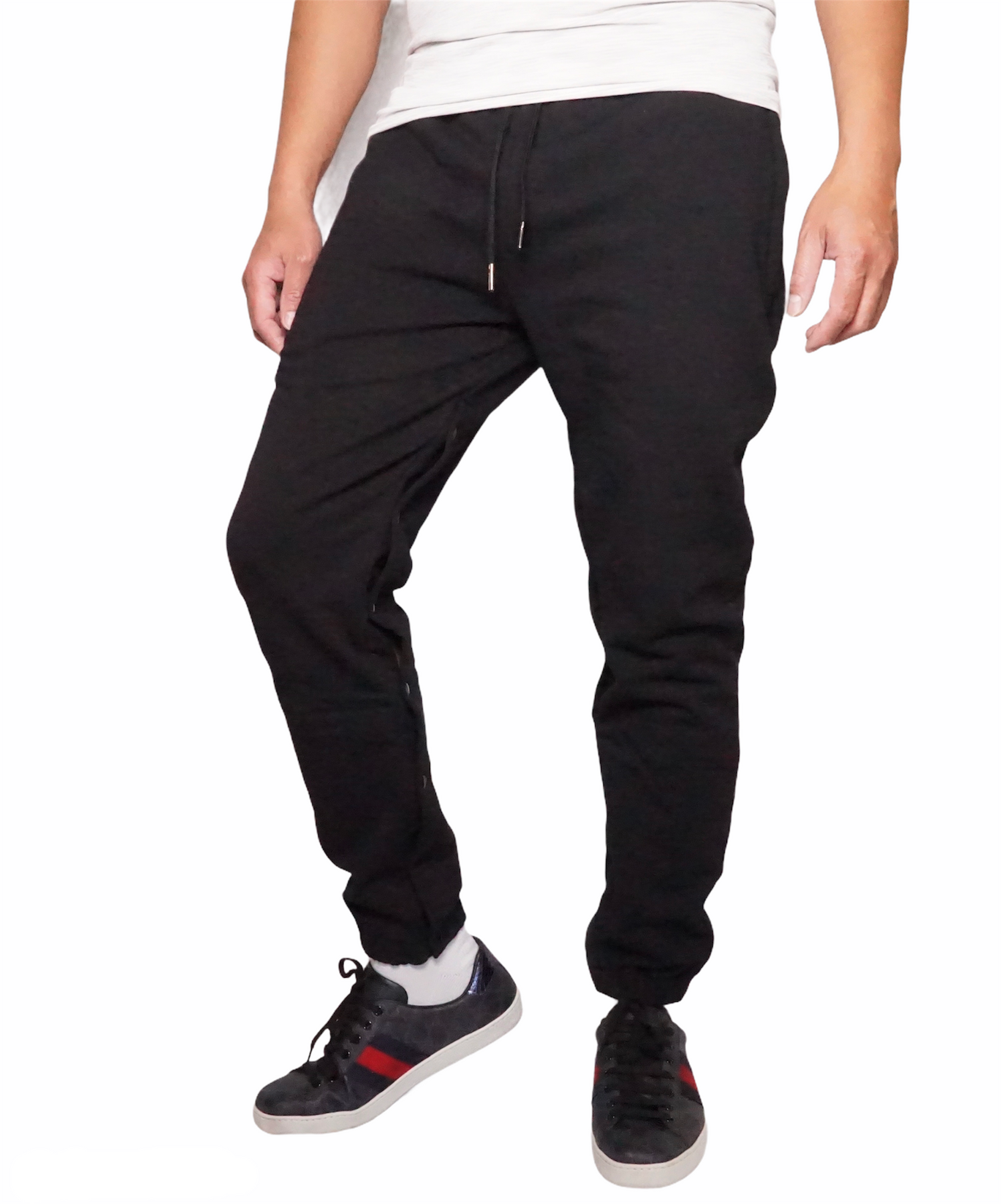 Buttons OpeningHemodialysis Sweatpants for Leg access AVF/Graft. For someone with Urinary catheter bag.