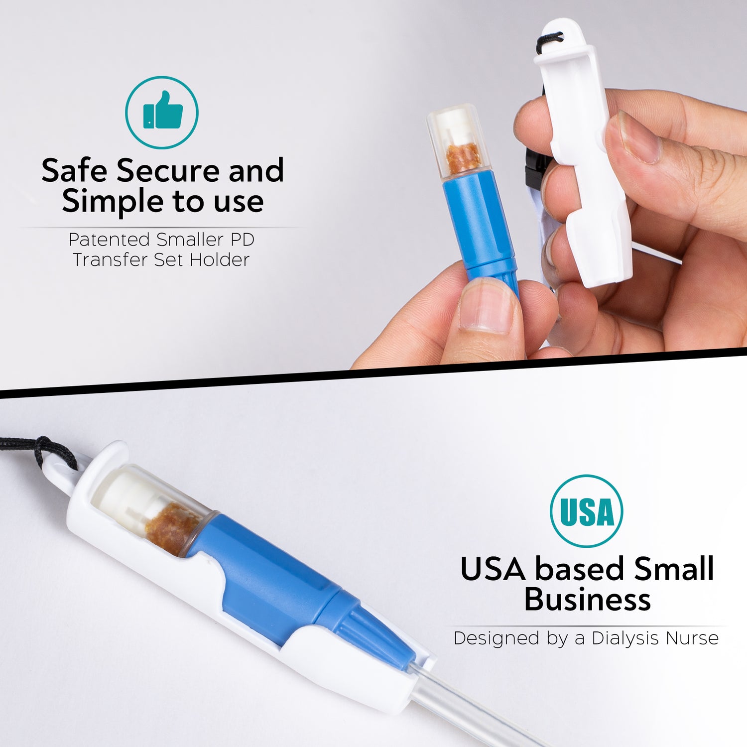 Smaller Peritoneal Dialysis Transfer Set Holder. 2 Adjustable Lanyards