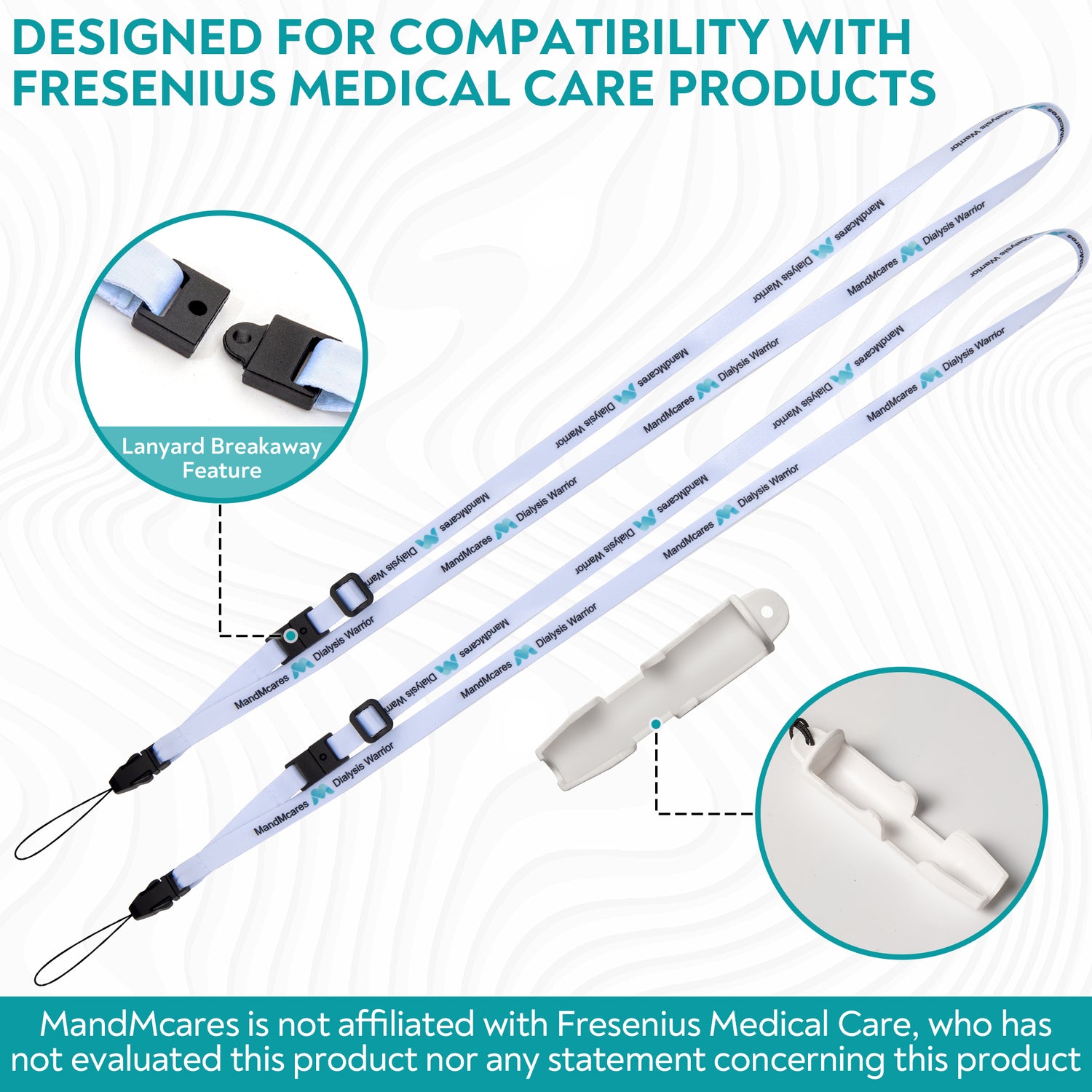 Smaller Peritoneal Dialysis Transfer Set Holder. 2 Adjustable Lanyards