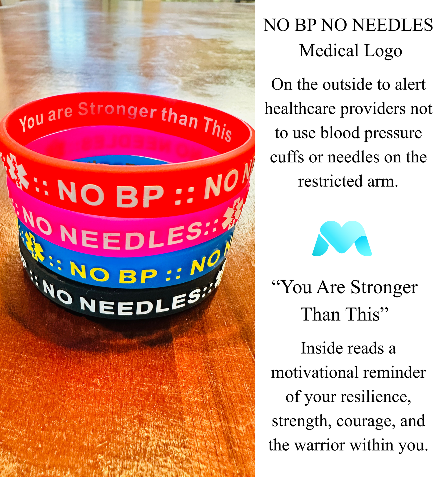 NO BP NO NEEDLES. Medical Alert Wristbands