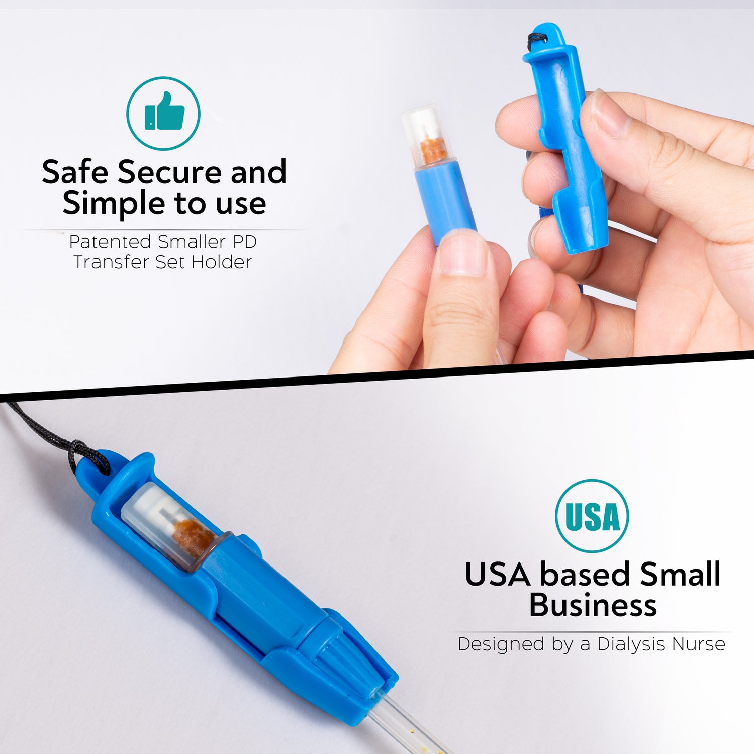 Smaller Peritoneal Dialysis Transfer Set Holder. 2 Adjustable Lanyards