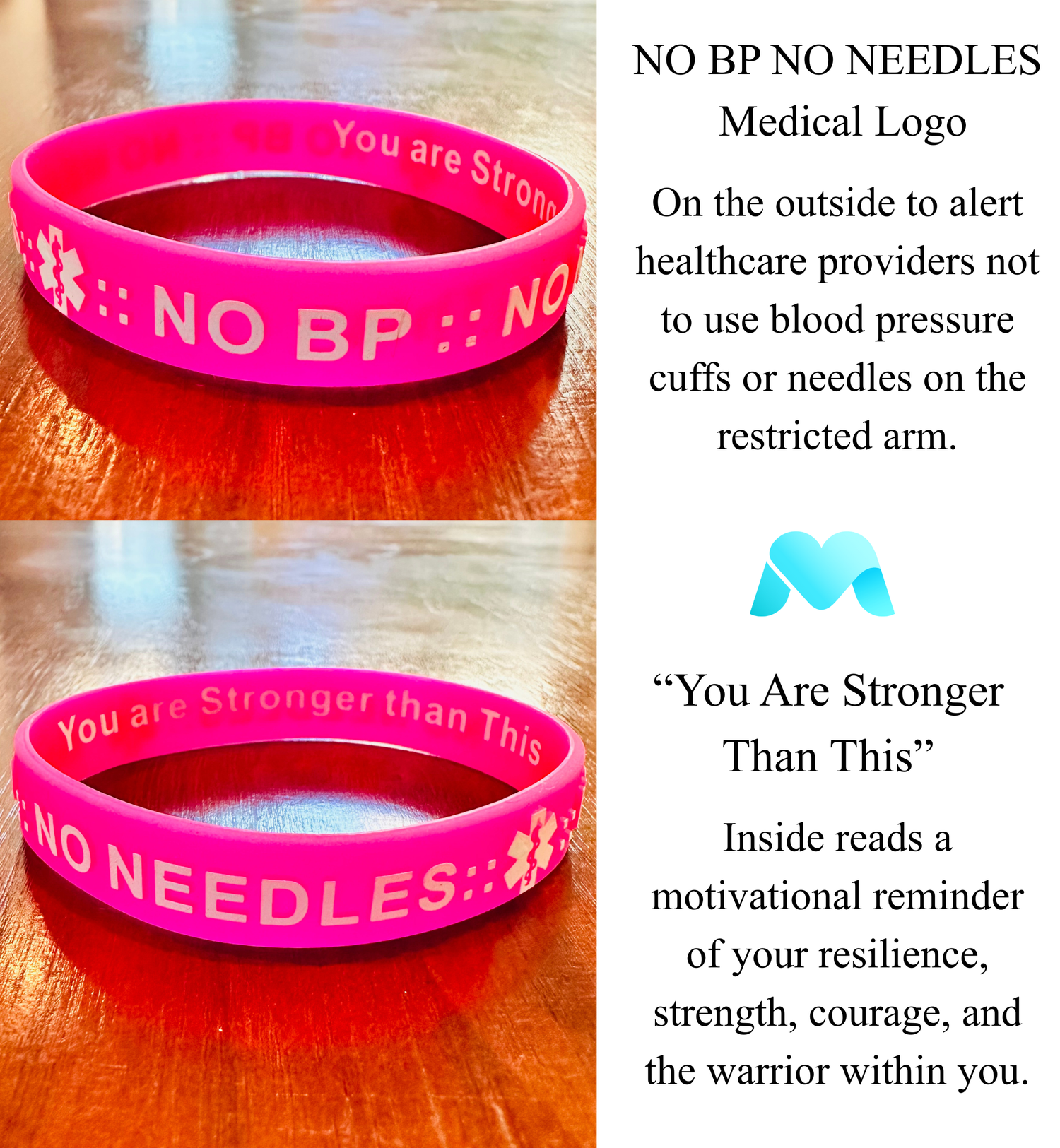 NO BP NO NEEDLES. Medical Alert Wristbands