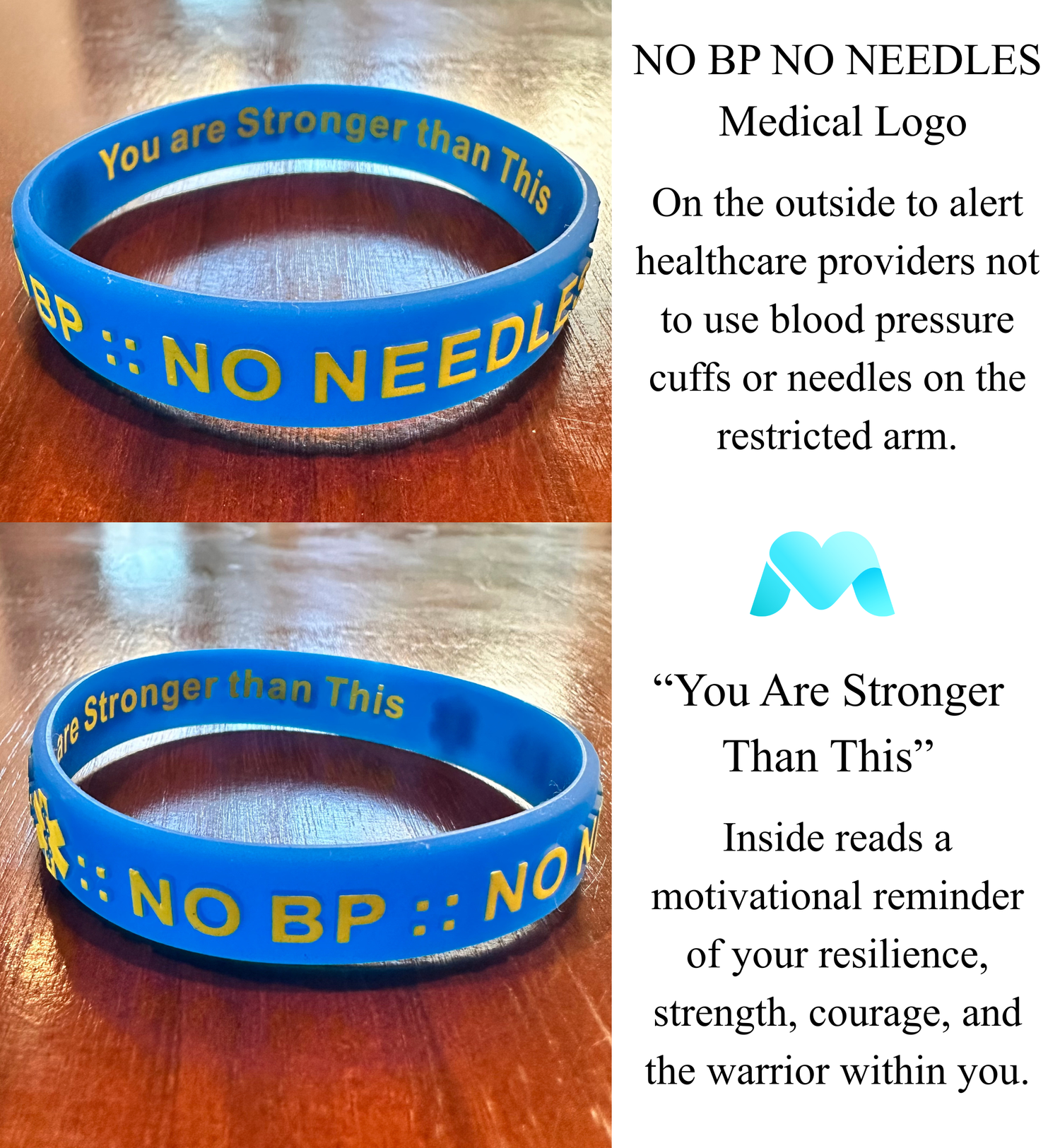 NO BP NO NEEDLES. Medical Alert Wristbands