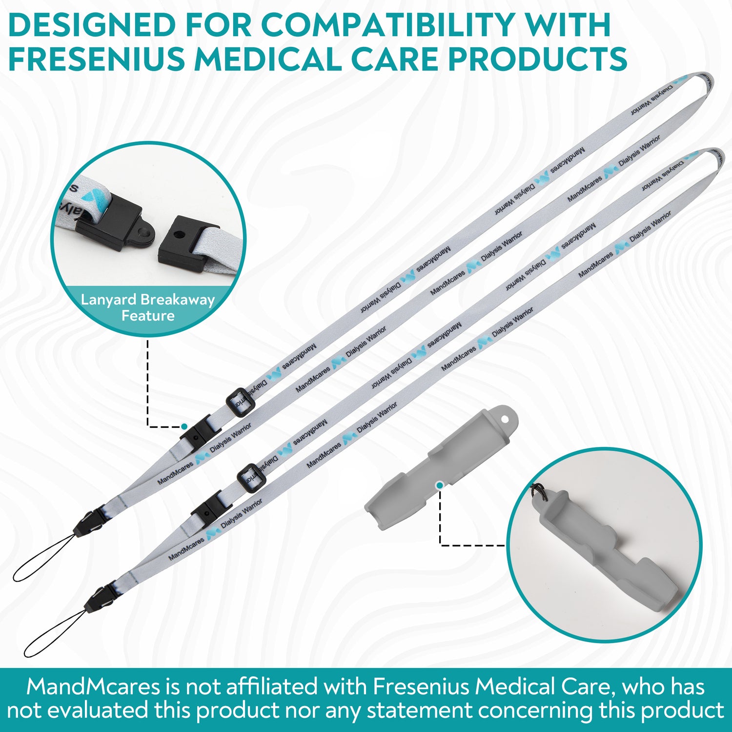 Smaller Peritoneal Dialysis Transfer Set Holder. 2 Adjustable Lanyards