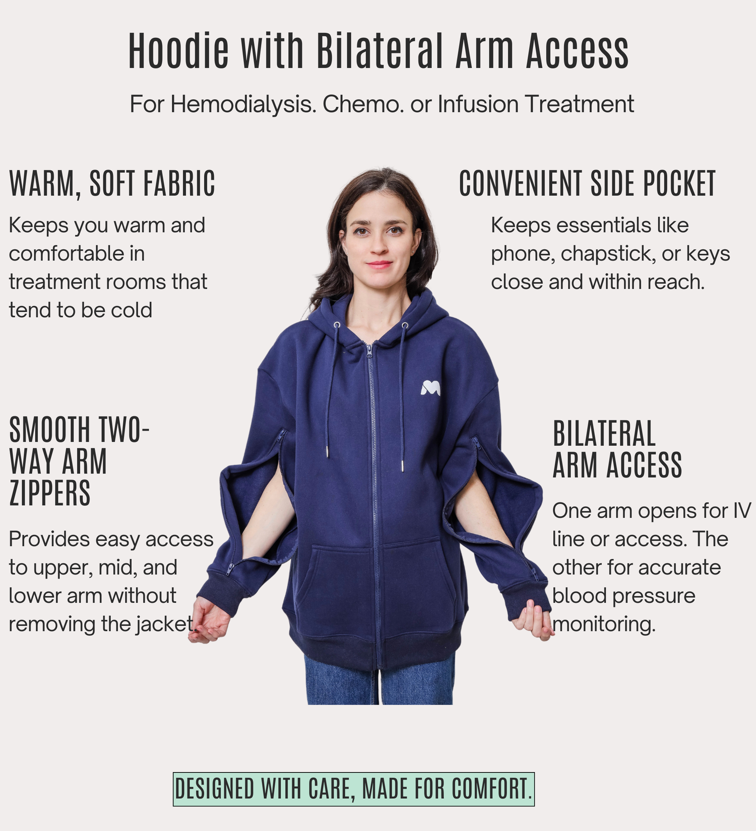 Arm Access Hoodie. Unisex