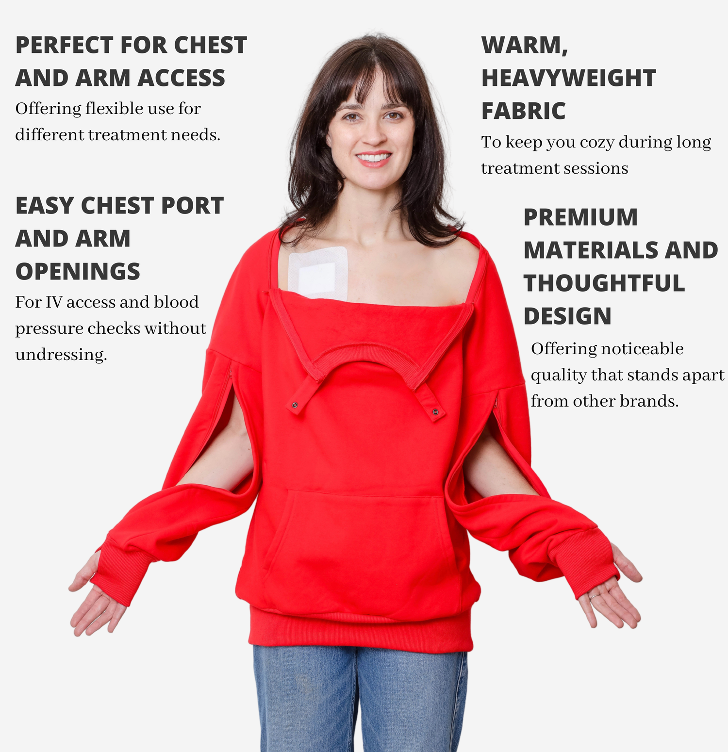 Chest Port and Arm Access. Sweater