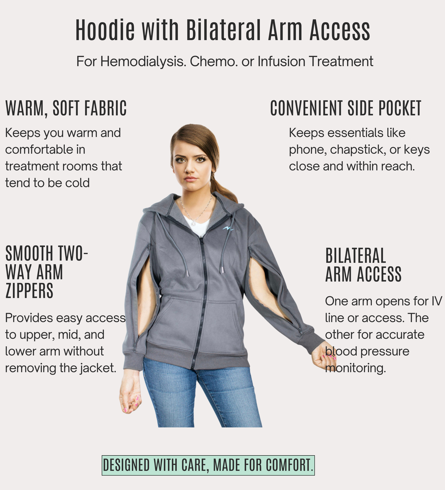 Arm Access Hoodie. Unisex