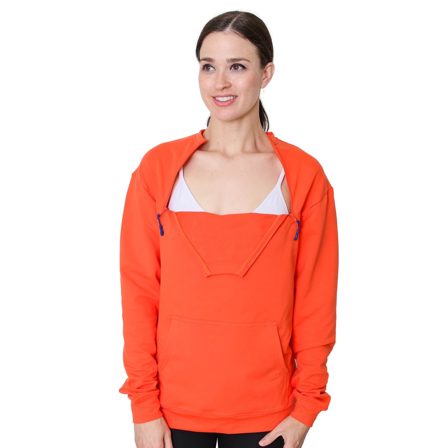 Chest Port Access Warm Sweater with Kangaroo Pocket Unisex