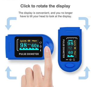 Digital Finger Blood Oxygen Saturation and  Pulse rate Monitor. Blue color.
