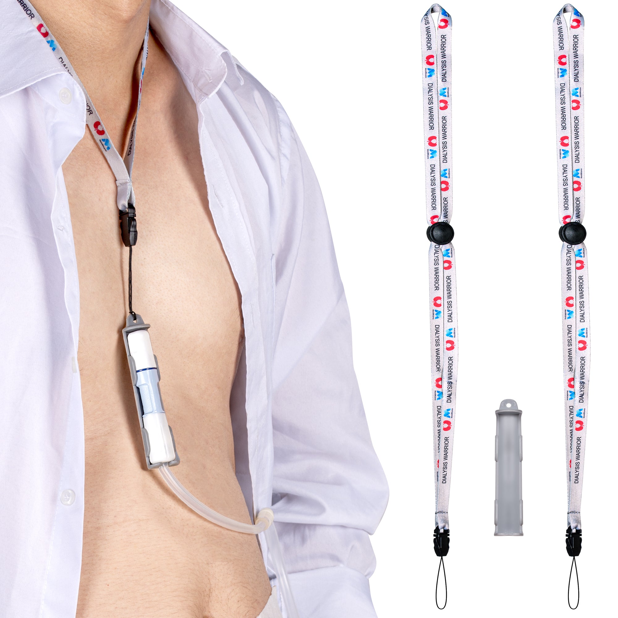 Peritoneal Dialysis Transfer Set Holder for Baxter | 2 Spring Adjustable Lanyard Included
