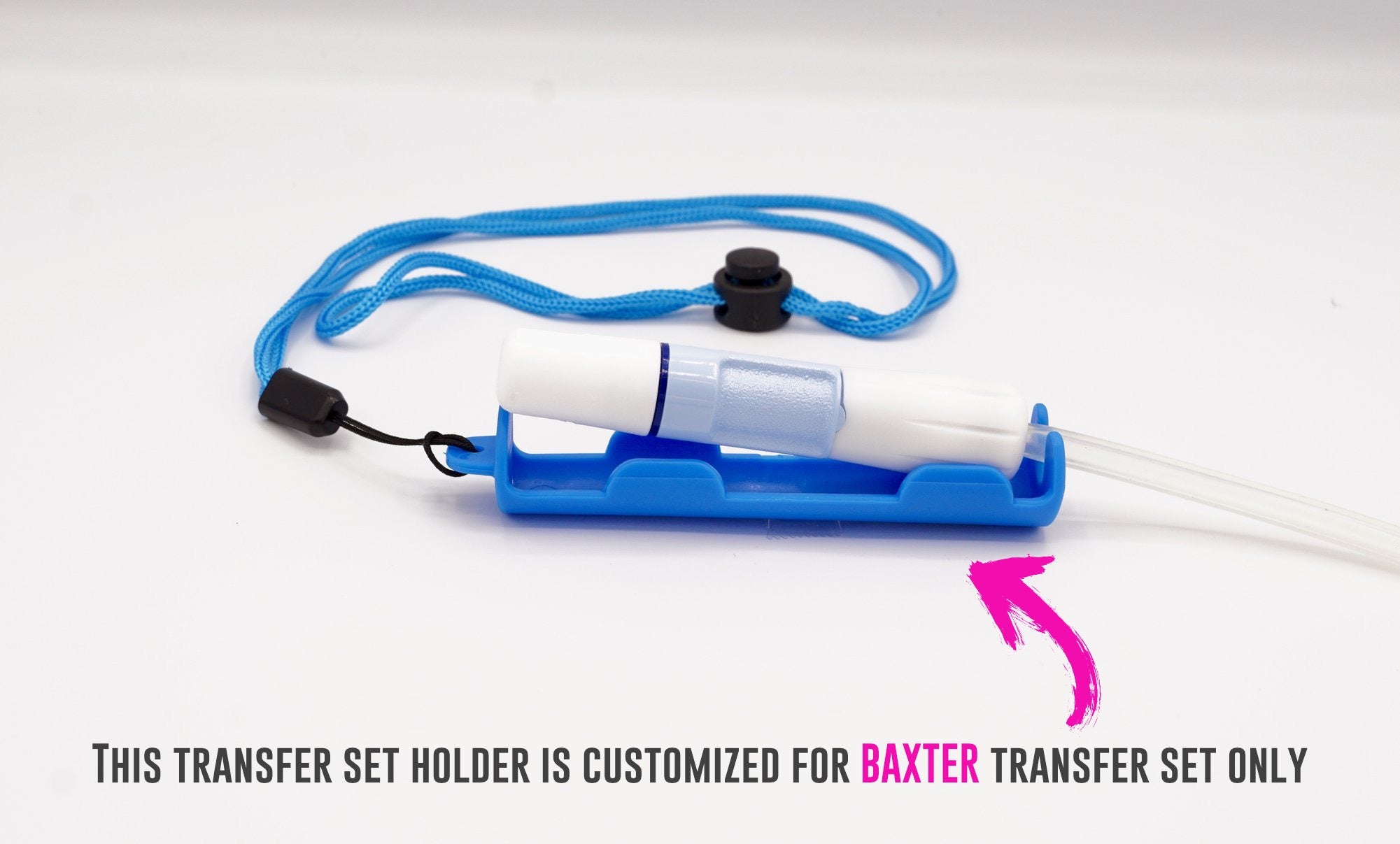 Peritoneal Dialysis Transfer Set Holder with Adjustable Necklace