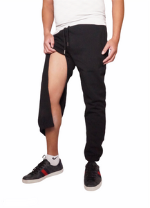Hemodialysis Sweatpants for Leg access AVF/Graft. For someone with Urinary catheter bag. Buttons opening.